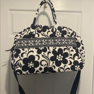 Vera Bradley Black and White Travel Bag with Floral Design